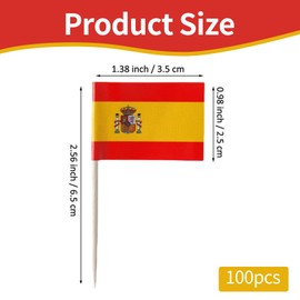 Pack of 100 Spain Toothpick Flags, Spain Decoration, Spanish Flag for Finger Food Cocktail Cupcake Decorations and Spanish Decoration, Spain Flag, Spain Flag, Flag Picker, Spanish Decorative