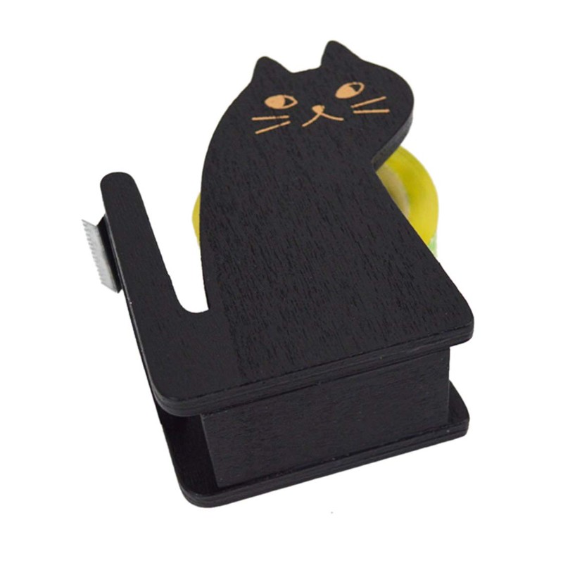 Xrten Vintage Cat Table Dispenser Holder Made of Wood, Tape