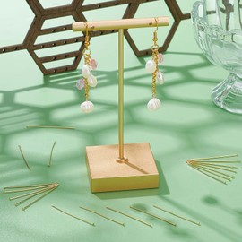 PH PandaHall Jewelry Pins 304 Stainless Steel, 100pcs 35mm/1.3" 24K Gold Plated Flat Head Pins 23 Guage/0.6mm Beading Pin Bendable Wire Pin for Earring Pendant Bracelet Necklace Jewelry DIY Craft