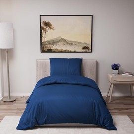 Dreamzie Bed Linen Set 135 x 200 cm with 1 Pillowcase 50 x 70 cm, Dark Blue – Duvet Cover 135 x 200 cm Single Bed Made of 100% Microfibre – Oeko Tex-Certified No Chemicals
