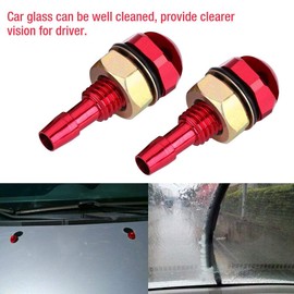 Suuonee Windshield Washer Nozzle, 2Pcs Universal Aluminum Alloy Car Auto Front Windshield Sprayer Washer Nozzles Kit(RED)