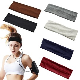 Roysmart Pack of 6 Sports Headbands, Headbands for Women, Thin Sports Headbands, Sweat Hair Bands, Non-Slip Soft Elastic Headband for Women, Yoga, Workout, Fitness Headbands