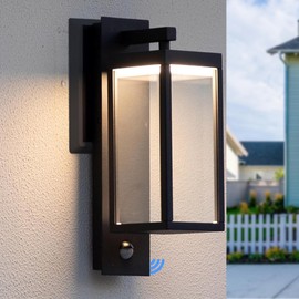 Lustrlach Upgraded Motion Sensor Outdoor Wall Light, 15” Porch Light Outdoor Wall Sconce Lantern, Exterior Lighting Fixture Wall Mount, Outside Light for House Garage Patio Front Door