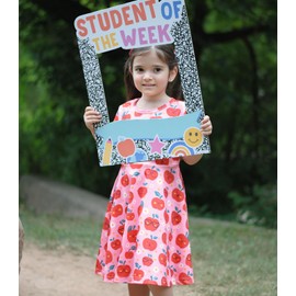 ALISISTER Little Size 8 Girls Back to School Dress Apple Pencils Dresses Party Outfits Short Sleeve Twirl Sundress Size 7-8 Pink