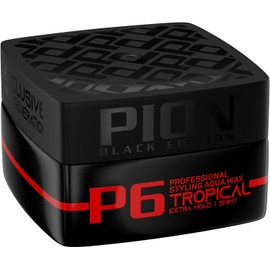 Pion Black Edition P6 Tropical Professional Hair Styling Wax 175 ml - Professional Hair Styling Wax with Extra Hold and Shiny Look