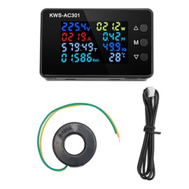 Volt Amp Meter 0 to 100A 50 to 300V Color LCD Display Multifunction Power Energy Monitor for Industry Home