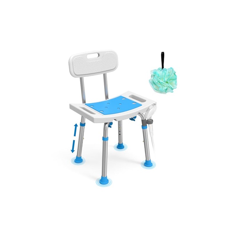 Loyoda Shower Chair for Inside Shower with Removable Back, Adjustable
