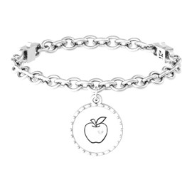 KIDULT Woman Bracelet Apple - Best Teacher Steel 732005 Love, Stone Stainless Steel