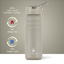 IDEUS Vacuum Insulated Water Bottle, Stainless Steel Double Wall Flask Metal Sports Canteen with Leak-Proof Screw Cap (Celadon, 24oz (710ml))