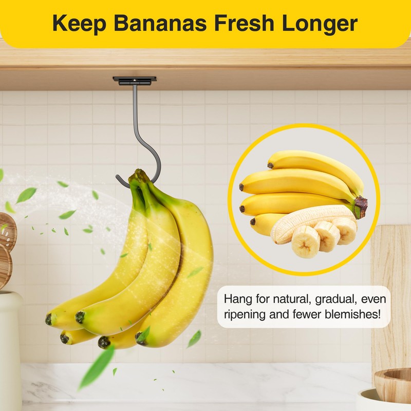 Adhesive Banana Hanger Under Cabinet: Sticky Banana Hooks Under Counter,
