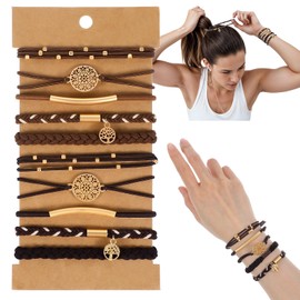 10 Pack Boho Hair Ties Boho Style Hair Ties Hair Ties Bracelet for Women Elastic Hair Ties No Damage Soft Braided Hair Bands for Girls Thick Thin Hair Accessories