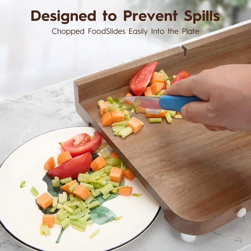 Adaptive One Handed Cutting Board with Peeler,Bread Stops & Steel