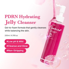 medicube PDRN Jelly to Foam Cleanser | Low pH Hydrating Daily Face Wash for All Skin Types | With PDRN, Collagen & LHA | Gentle Pore Care & Radiant, Balanced-Looking Skin | Korean Skincare | 200ml