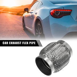 X AUTOHAUX 2.5"x4" Car Exhaust Flexible Pipe Tubing Universal Exhaust Joint Stainless Steel Silver Tone