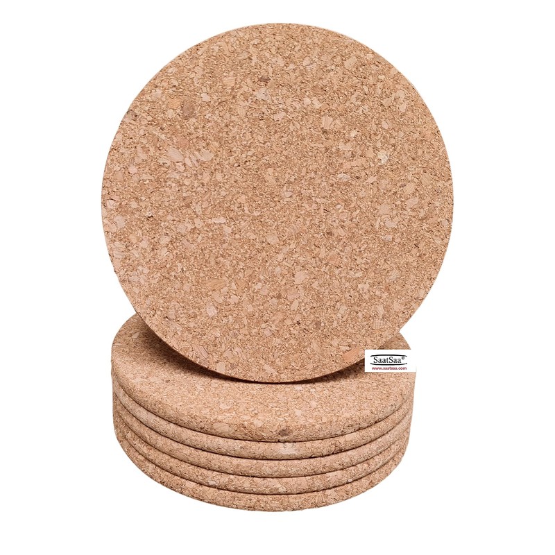 SaatSaa 6 x Cork Coaster Trivet - Heat Resistant Pads