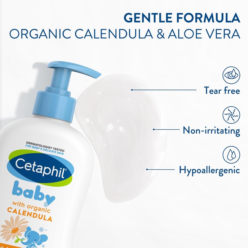 Cetaphil Baby Calendula Wash and Shampoo 400ml, for Baby's Sensitive