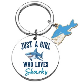 QUIHUD Shark Stuff Shark Lovers Gifts For Women Cute Ocean Shark Themed Gifts Shark Keychain Just a Girl Who Loves Sharks