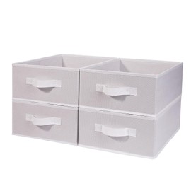 BOMKEE 4 Piece Wardrobe Storage Organiser Drawers, Collapsible Storage Bins Foldable Organizers Box Storage Baskets Bin for Toys, Clothes