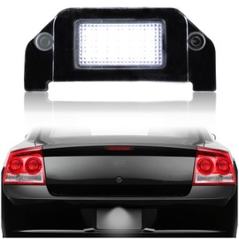 Full LED License Plate Light Tag Lamp Assembly for 2005-2014 Dodge Charger Challenger Avenger Magnum Dart White light 1-Piece Replacement