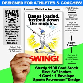 Play Strong YOUTH BASEBALL Birthday Card 1-Pack (5x7) Power Player Illustrated Sports Birthday Cards Greeting Cards- Awesome for Baseball Players, Coaches and Fans Birthdays, Gifts and Parties!