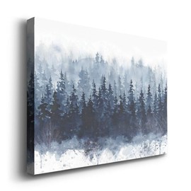 Wexford Home Home Decor Landscape Canvas Wall Art Abstract Floral Painting Modern Pictures Artwork Decoration for Living Room Kitchen Bathroom Office, Ready to Hang, indigo forest, 24x36