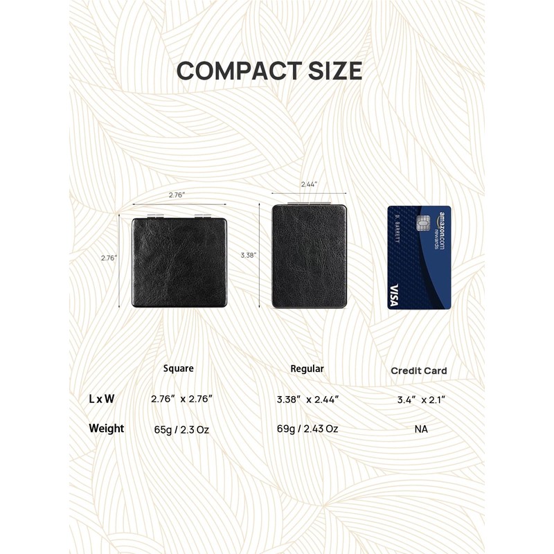 OMIRO Compact Mirror, Classical PU Leather 1X/3X Magnification, Ultra Portable