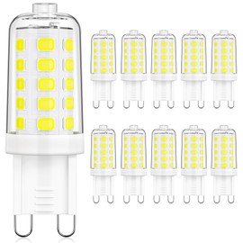 MAXvolador G9 LED Bulb Dimmable, Daylight White 6000K, 40W T4 Halogen Equivalent, Bi Pin Base 4W Light Bulbs for Chandelier Lighting, 400LM, 10 Pack