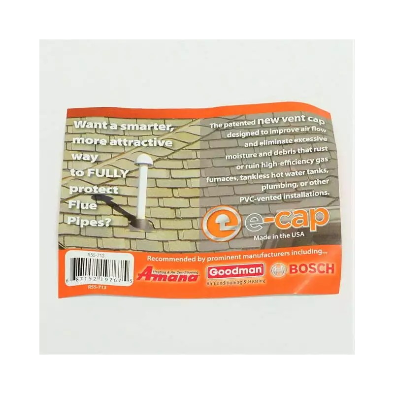 Supco ECAP321 PVC Rooftop Cap Flue Cap Vent Plumbing 1-1/2",