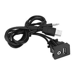 3.5mm AUX Extension Mount, Car Boat Dash Flush Mount USB Port 3.5mm AUX Jack Extension Cable Lead Mounting Panel