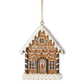 The Bridge Collection 3" Resin Gingerbread House Ornament - Festive Gingerbread Cookie House with Icing and White Glitter