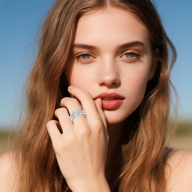 SHEAISRS Moissanite Crossover Ring for Women 925 Sterling Silver Criss