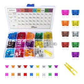 Car Fuse Assortment Kit, 195 PCS Blade Automotive Fuse, Standard/Low Profile Mini/Mini Size (3A/ 5A/ 7.5A/ 10A/ 15A/ 20A/ 25A/ 30A/ 35A), Replacement Fuse for Car/RV/Truck/Motorcycle/Boat