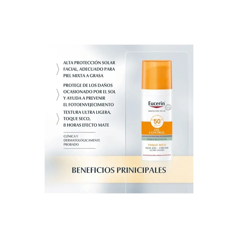 Protector Solar Eucerin Crema-gel Oil Control Toque Seco 50+