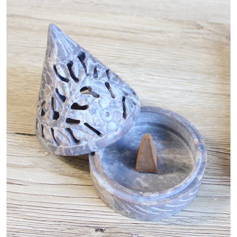 Bitto Pyramid Incense Cones Holder and Lantern Soft Stone Height