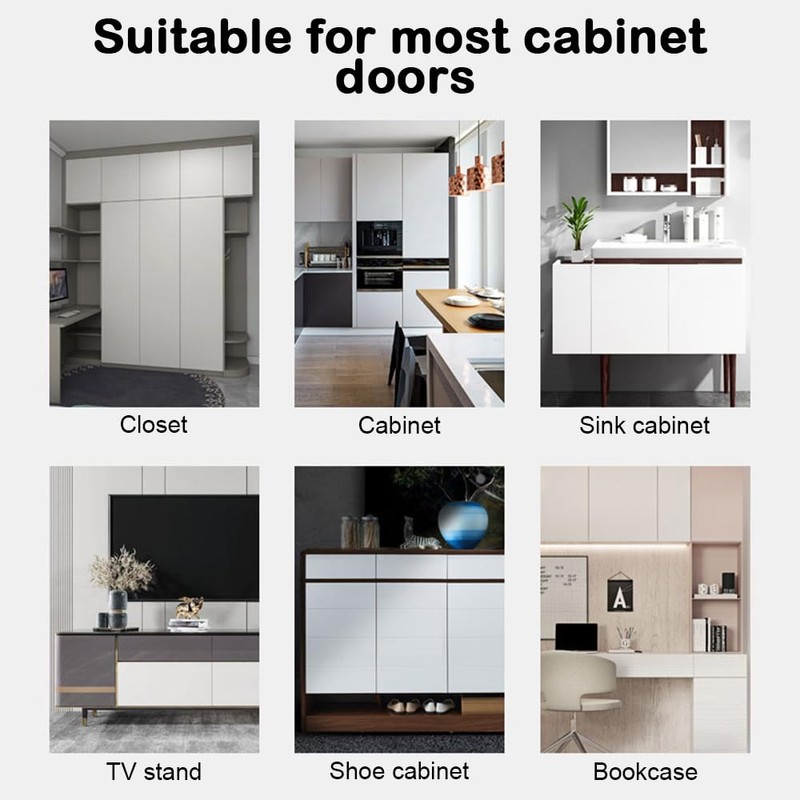 6 Pcs Touch Release Catch Latch ， Black Push-to-Open ABS