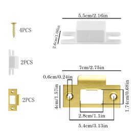 Tabanzhe 2PCS Stainless Steel Door Strike Plate-Door Latch Strike Plate with Dust Box and Matching Screws Replacement Door Latch Reinforcement Plates for Wood Metal Door Jamb Door Latches(Gold)