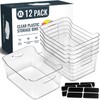 12 PACK Multi-Use Clear Plastic Storage Bins for Organizing w/