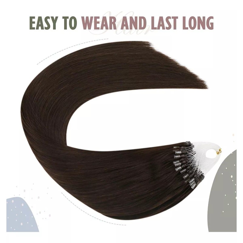 Ugeat Extensiones Cabello Real 16in 50pz 50gr Marrón Oscuro
