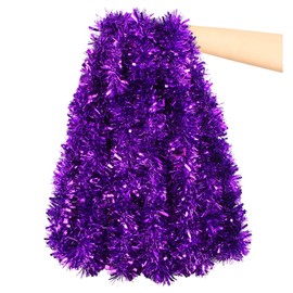 VEYLIN 10 Meters Purple Chunky Christmas Tinsel for Christmas Decorations