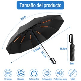 Lemonsea Paraguas Plegable Automático, Paraguas de Bolsillo Reforzado con Hebilla de Anillo, Sombrillas para Lluvia con 10 Varillas, Sombrilla UV Proteccion 50 Para Hombres y Mujeres