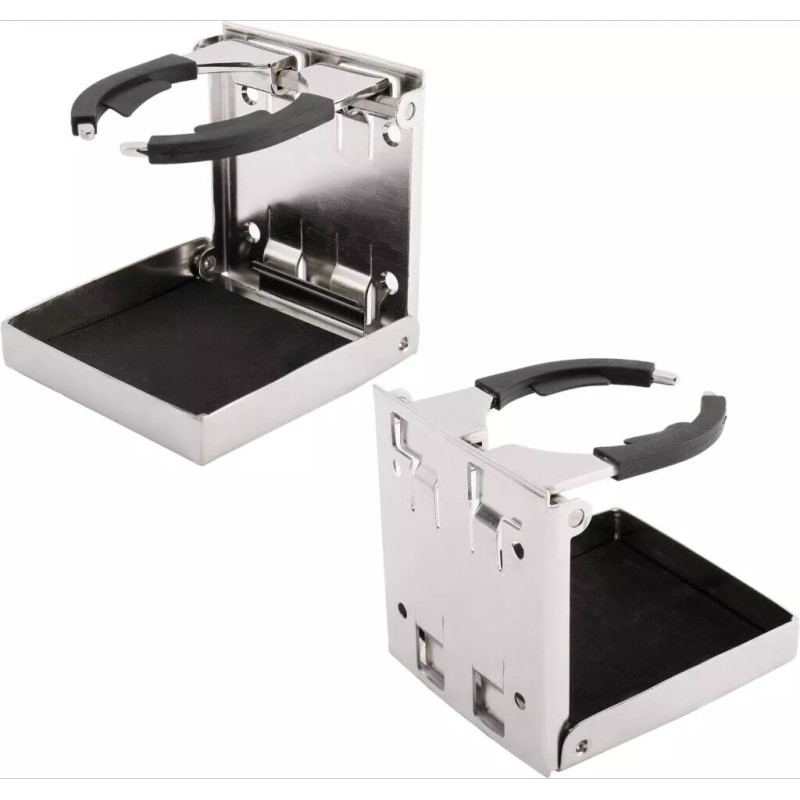 Amarine Made 2X Stainless Steel Adjustable Folding Cup Drink Holder