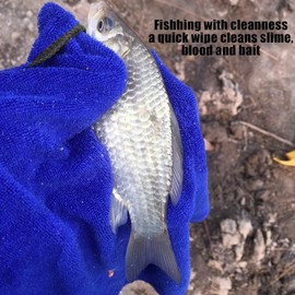 KIBBEH 3 Pack Fishing Towel with Metal Carabiner Clips,Thickened Double Layer,Not Rust Keeps Hands Dry 11.4 x 11.4 Inch for Outdoor Fishing or Scrubbing Boats and Rods