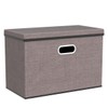 PRANDOM Large Collapsible Storage Bins with Lids [3-Pack] Linen/Cotton Blend
