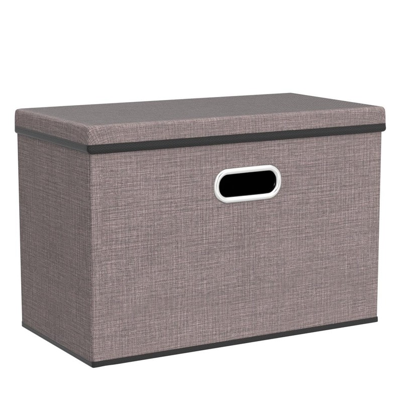 PRANDOM Large Collapsible Storage Bins with Lids [3-Pack] Linen/Cotton Blend