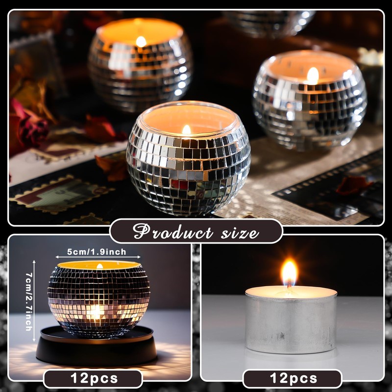 Maxcheck 24 Pcs Disco Ball Candle Holders Bulk Wedding Decoration
