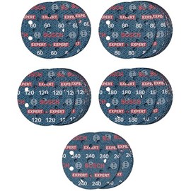 Bosch 55 x Expert O780 Foil Sanding Discs Set, 125 mm, 55-Piece (for Hardwood, Paint on Wood, Diameter 125 mm, Grit 5 x 60, 15 x 80, 15 x 120, 15 x 180, 5 x 240, Professional Accessories Random