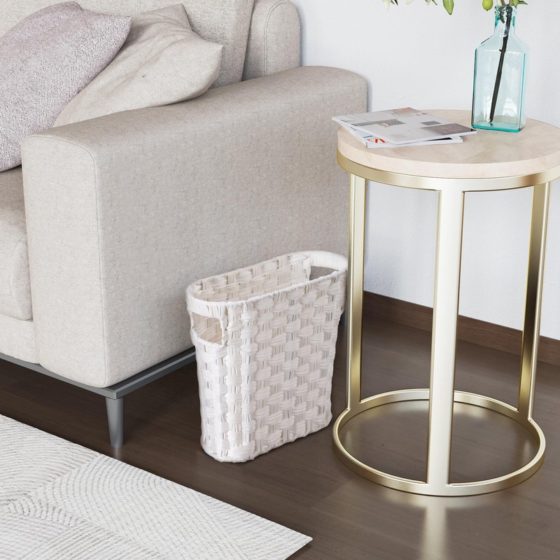 Wicker Waste Basket with Built-in Handles, Multifunctional Mini Basket for
