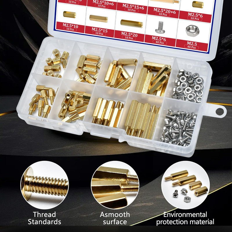 M2.5 Hex Standoff Spacers Nuts Screws Kit,160 Pcs M2.5 Male