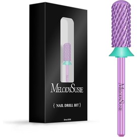 MelodySusie Safety Nail Drill Bits, 3/32'' Smooth Round Top Small Barrel Carbide Bits, Fast Remove Acrylic or Hard Gel for Manicure Pedicure Salon Professional or Beginner, Purple, Coarse