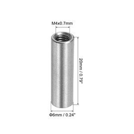 QUARKZMAN Pack of 10 M4 Round Connection Nuts, 304 Stainless Steel Coupling Nut 20 mm / 0.8 Inch Length Sleeve Rod Pin Nut for Bracket, M4 x 20 x 6 mm